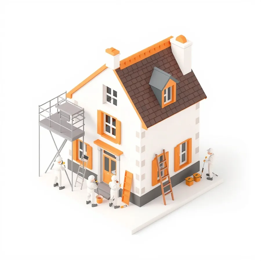 Travaux de peinture sur une maison à Grenoble — illustration
